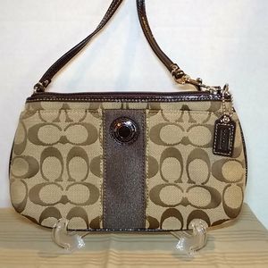 Coach Strip Large Signature Wristlet